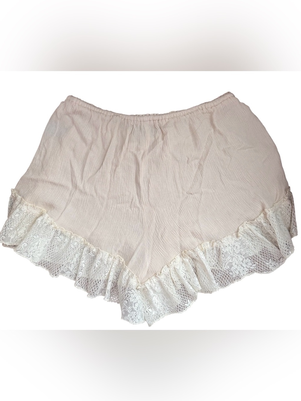 POL Boho Gauze Drawstring Lace Trim Shorts Leaf Lace Hem Lightweight Flowy Sz S - Picture 15 of 15